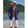 imageCOOFANDY Mens Short Sleeve Casual Button Down Shirts Textured Summer Beach ShirtNavy Blue