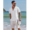 imageCOOFANDY Mens Short Sleeve Casual Button Down Shirts Textured Summer Beach ShirtWhite