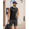 imageCOOFANDY Mens Sleeveless Shirts Cotton Workout Tank Tops Casual Muscle Washed T Shirt Summer Beach Tee Loose FitBlack