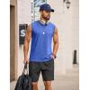 imageCOOFANDY Mens Sleeveless Shirts Cotton Workout Tank Tops Casual Muscle Washed T Shirt Summer Beach Tee Loose FitLight Blue