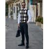 imageCOOFANDY Mens Sleeveless V Neck Pullover Sweater Slim Fit Casual Argyle Vest SweatersBlack