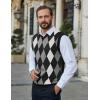 imageCOOFANDY Mens Sleeveless V Neck Pullover Sweater Slim Fit Casual Argyle Vest SweatersBlack