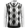 imageCOOFANDY Mens Sleeveless V Neck Pullover Sweater Slim Fit Casual Argyle Vest SweatersBlack
