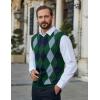 imageCOOFANDY Mens Sleeveless V Neck Pullover Sweater Slim Fit Casual Argyle Vest SweatersGreen