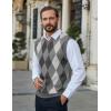 imageCOOFANDY Mens Sleeveless V Neck Pullover Sweater Slim Fit Casual Argyle Vest SweatersGrey