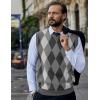 imageCOOFANDY Mens Sleeveless V Neck Pullover Sweater Slim Fit Casual Argyle Vest SweatersGrey