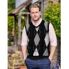 imageCOOFANDY Mens Sleeveless V Neck Pullover Sweater Slim Fit Casual Argyle Vest SweatersGw262 Black and Gray Plaid
