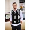 imageCOOFANDY Mens Sleeveless V Neck Pullover Sweater Slim Fit Casual Argyle Vest SweatersGw262 Black and Gray Plaid