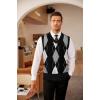 imageCOOFANDY Mens Sleeveless V Neck Pullover Sweater Slim Fit Casual Argyle Vest SweatersGw262 Black and Gray Plaid
