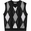 imageCOOFANDY Mens Sleeveless V Neck Pullover Sweater Slim Fit Casual Argyle Vest SweatersGw262 Black and Gray Plaid