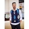 imageCOOFANDY Mens Sleeveless V Neck Pullover Sweater Slim Fit Casual Argyle Vest SweatersGw263 Blue and Gray Plaid