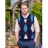 imageCOOFANDY Mens Sleeveless V Neck Pullover Sweater Slim Fit Casual Argyle Vest SweatersGw263 Blue and Gray Plaid