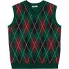 imageCOOFANDY Mens Sleeveless V Neck Pullover Sweater Slim Fit Casual Argyle Vest SweatersGw345 Green and Black Plaid
