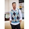 imageCOOFANDY Mens Sleeveless V Neck Pullover Sweater Slim Fit Casual Argyle Vest SweatersLight Blue