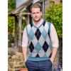 imageCOOFANDY Mens Sleeveless V Neck Pullover Sweater Slim Fit Casual Argyle Vest SweatersLight Blue