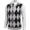 imageCOOFANDY Mens Sleeveless V Neck Pullover Sweater Slim Fit Casual Argyle Vest SweatersLight Grey