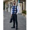 imageCOOFANDY Mens Sleeveless V Neck Pullover Sweater Slim Fit Casual Argyle Vest SweatersNavy Blue