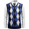 imageCOOFANDY Mens Sleeveless V Neck Pullover Sweater Slim Fit Casual Argyle Vest SweatersNavy Blue