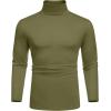imageCOOFANDY Mens Slim Fit Basic Turtleneck TShirt Long Sleeve Solid T Shirts Casual Knit Pullover Thermal TopsArmy Green