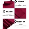 imageCOOFANDY Mens Slim Fit Basic Turtleneck TShirt Long Sleeve Solid T Shirts Casual Knit Pullover Thermal TopsWine Red
