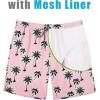 imageCOOFANDY Mens Swim Trunks 7 inch Bathing Suit with Mesh Liner Swim Shorts Board Short SwimsuitPink Coconut Tree