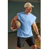 imageCOOFANDY Mens Workout Tank Tops Summer Sleeveless Tee Shirts Casual Stylish Gym Muscle Shirt Loose Fit for BasketballLight Blue