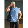 imageCOOFANDY Mens Workout Tank Tops Summer Sleeveless Tee Shirts Casual Stylish Gym Muscle Shirt Loose Fit for BasketballLight Blue