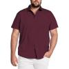 imageCOOFANDY Big amp Tall Shirts for Men Short Sleeve Button Down Casual Dress ShirtsDeep Red