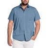 imageCOOFANDY Big amp Tall Shirts for Men Short Sleeve Button Down Casual Dress ShirtsGrey Blue