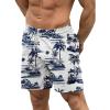 imageCOOFANDY Men Swim Trunk with Compression Liner 2 in 1 Swimwear Bathing Suit Quick Dry Board ShortP Navy Blue Coconut Tree