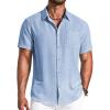 imageCOOFANDY Mens Button Down Shirts Short Sleeve Casual Shirt Summer Beach Textured ShirtsLight Blue