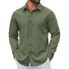 imageCOOFANDY Mens Casual Button Down Long Sleeve Untucked Denim Dress ShirtArmy Green