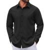 imageCOOFANDY Mens Casual Button Down Long Sleeve Untucked Denim Dress ShirtBlack