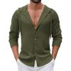 imageCOOFANDY Mens Casual Button Down Shirt Summer Beach Shirts Lightweight Hoodie Sun Protection Coverup for Travel VacationArmy Green