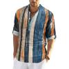 imageCOOFANDY Mens Cotton Linen Henley TShirt Long Sleeve Hippie Casual Beach TShirtsPainting