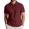 imageCOOFANDY Mens Cotton Polo Shirt Short Sleeve Golf Shirts 3 Buttons Casual Work T ShirtsMaroon