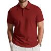 imageCOOFANDY Mens Cotton Polo Shirt Short Sleeve Golf Shirts 3 Buttons Casual Work T ShirtsRed