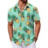 imageCOOFANDY Mens Hawaiian Shirt Short Sleeve Button Down Shirts Tropical Floral Summer Beach ShirtsGreen  Pineapple