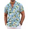 imageCOOFANDY Mens Hawaiian Shirt Short Sleeve Floral Button Down Shirts Tropical Summer Beach Shirts Camp Collar ShirtBlue Frangipani