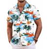 imageCOOFANDY Mens Hawaiian Shirt Short Sleeve Floral Button Down Shirts Tropical Summer Beach Shirts Camp Collar ShirtWhite Coconut Tree