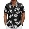 imageCOOFANDY Mens Hawaiian Shirts Short Sleeve Button Down Aloha Shirts Summer Vacation Beach ShirtsBlackpalm Leaf