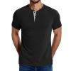 imageCOOFANDY Mens Henley Shirts Cotton Short Sleeve Casual TShirt Button Henley Basic Tee Lightweight Summer TopBlack  Grey