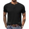 imageCOOFANDY Mens Henley Shirts Short Sleeve Button T Shirt Casual Summer Basic Tee Tops with PocketBlack