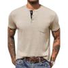imageCOOFANDY Mens Henley Shirts Short Sleeve Button T Shirt Casual Summer Basic Tee Tops with PocketCoffee