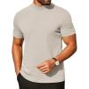 imageCOOFANDY Mens Mock Turtleneck Shirts Casual Premium Cotton Short Sleeve Shirt Basic Half Neck TShirtsLight Khaki