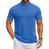 imageCOOFANDY Mens Mock Turtleneck Shirts Short Sleeve Casual Basic TShirts Ribbed Solid Pullover TopsBlue