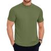 imageCOOFANDY Mens Mock Turtleneck T Shirt Short Sleeve Slim Fit Basic Casual Solid Color Pullover TeeArmy Green