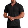 imageCOOFANDY Mens Muscle Fit Dress Shirts Stretch WrinkleFree Short Sleeve Casual Button Down ShirtsBlack