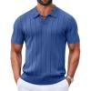 imageCOOFANDY Mens Polo Shirts Short Sleeve V Neck Knit Shirts for Men Casual Old Money Clothes Mens Golf ShirtBlue