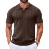 imageCOOFANDY Mens Polo Shirts Short Sleeve V Neck Knit Shirts for Men Casual Old Money Clothes Mens Golf ShirtBrown